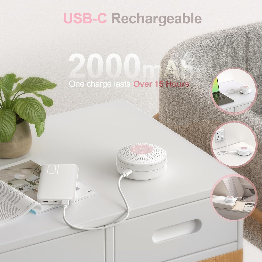 White Noise Machine Baby, Einschlafhilfe Babys mit 2000mAh Akku,Portable Sound Machine for Adults,21