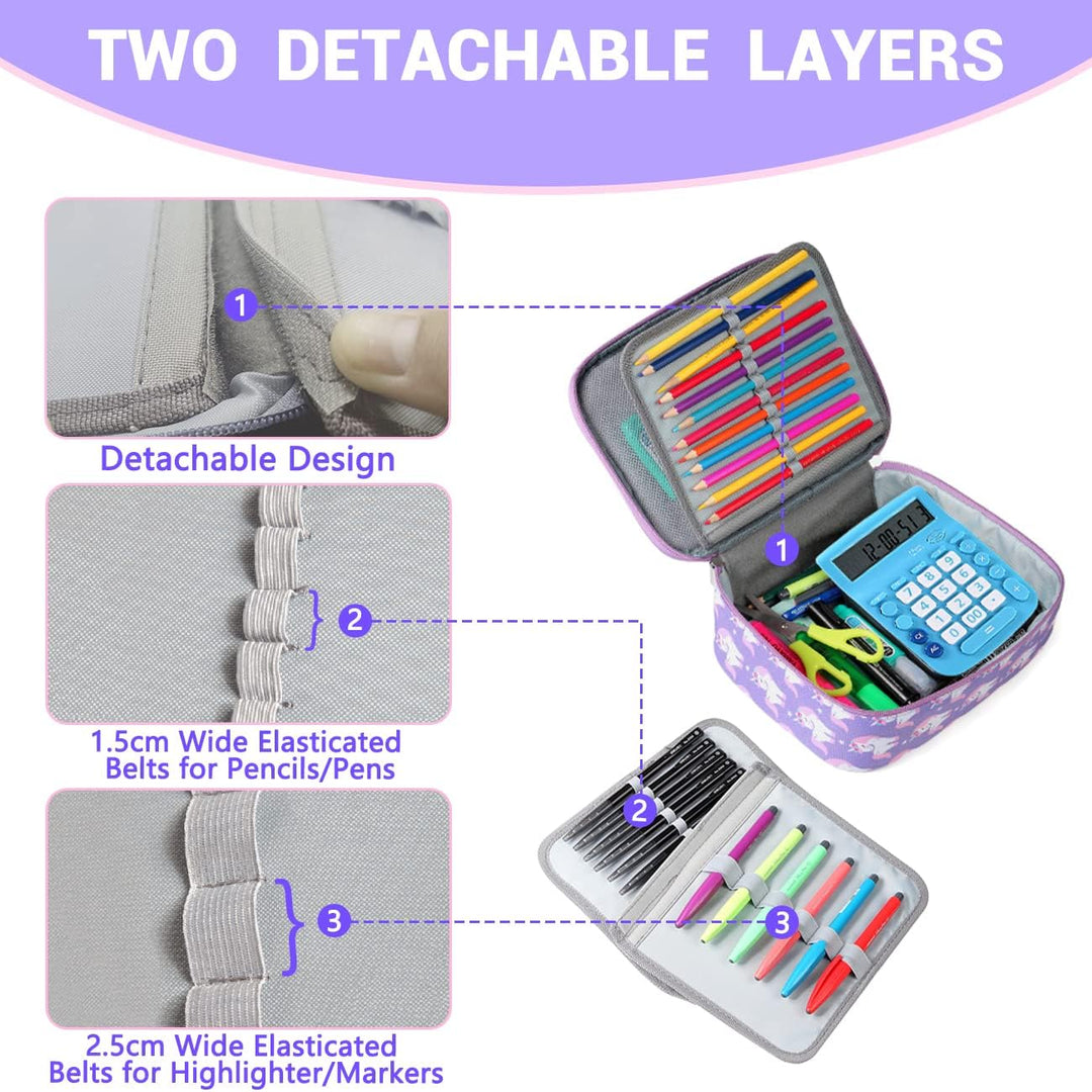 VASCHY Grosse Federmäppchen, Multi Fächer Federmappe Mäppchen Organizer 72 Stück Etui Schule Federta