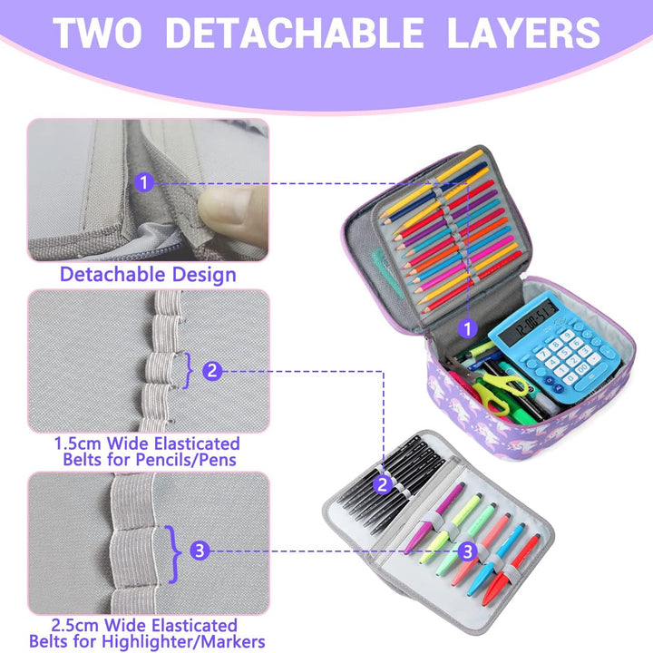 VASCHY Grosse Federmäppchen, Multi Fächer Federmappe Mäppchen Organizer 72 Stück Etui Schule Federta