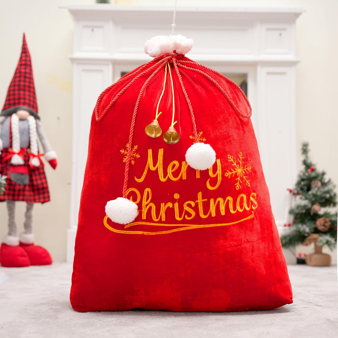 JOYIN Weihnachtsges sack 31" x 27", Weihnachtsmann-Sack mit Kordelzug für Indoor-Weihnachtsges-Dekor
