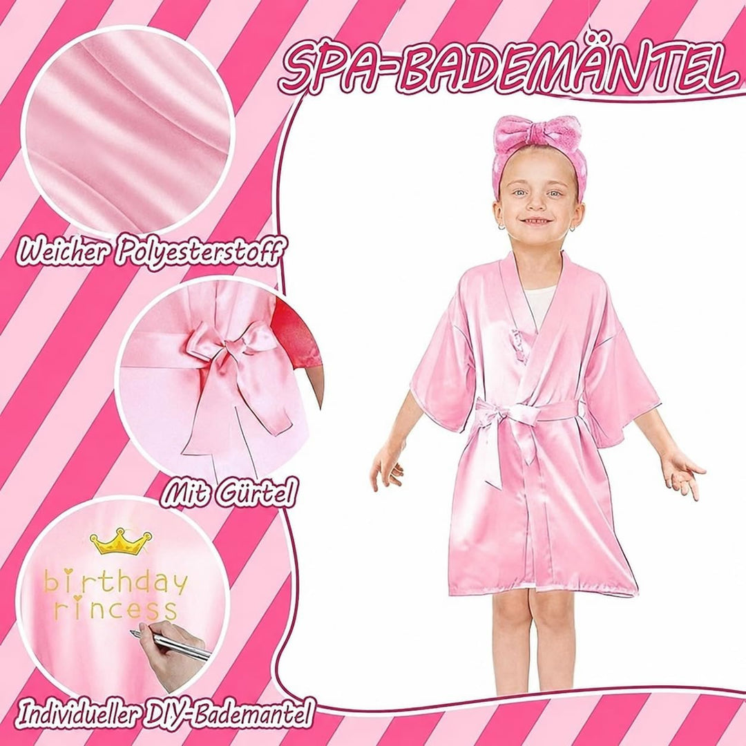 30 Stück Spa-Party-Set für Mädchen 10 Kimono-Bademäntel mit V-Ausschnitt, 10 weiche Spa-Stirnbänder,