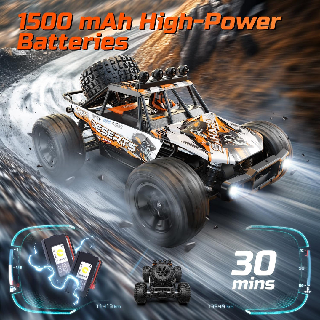 DEERC Ferngesteuertes Auto 1:10 Massstab für Erwachsene & Jungen, 48 KM/H 4X4 Hobby RC Monster Truck