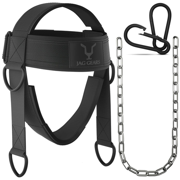 Neck Trainer Neck Training - 7 mm Neoprene Padded Neck Trainer with 110 cm Long Adjustable Steel Cha