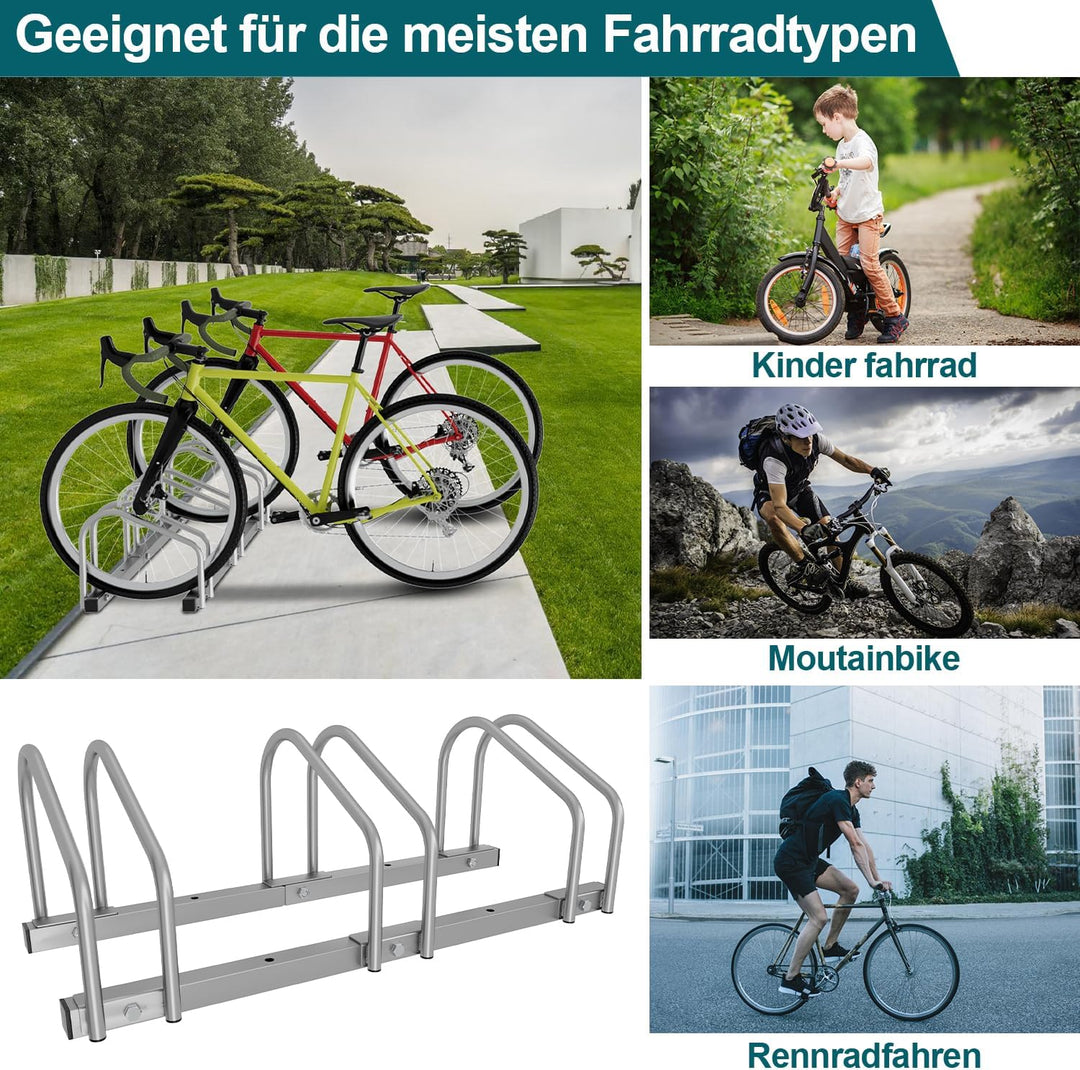 Fahrradständer, Fahrradständer Bodenparker für 3 Fahrräder 35-55 mm Reifenbreite,Radständer Einfache