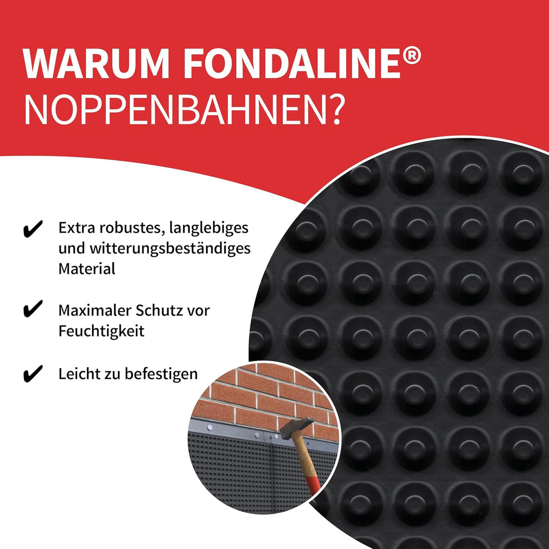 Fondaline 400, Noppenbahn, Grundmauerschutz - Onduline Hochbeetfolie Noppenfolie Grundmauerschutz Di