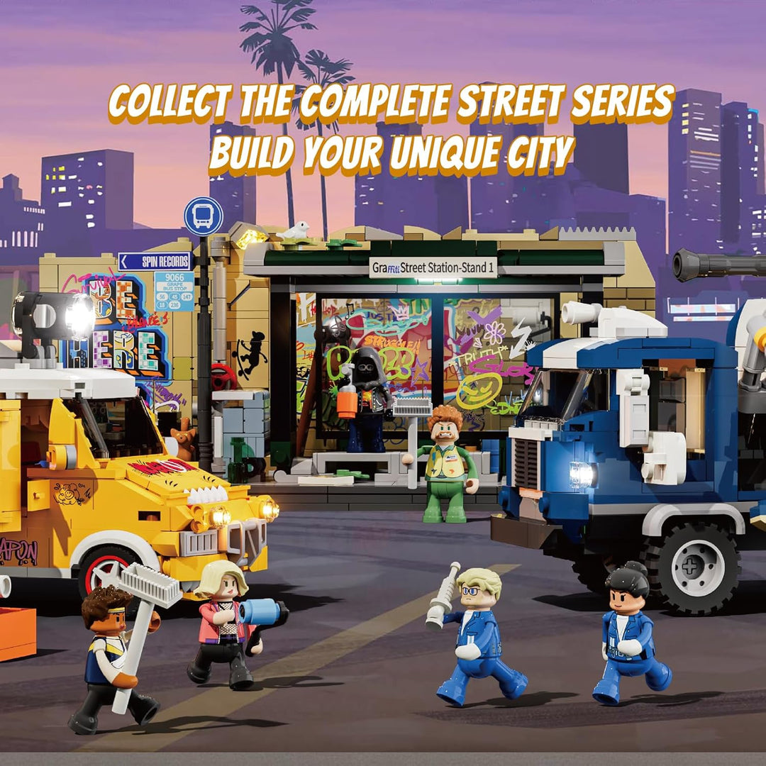 Lumibricks Street-Fusion Graffiti Crew Beleuchtetes Bauset, 575 Teile Graffiti-Truck mit LED-Beleuch