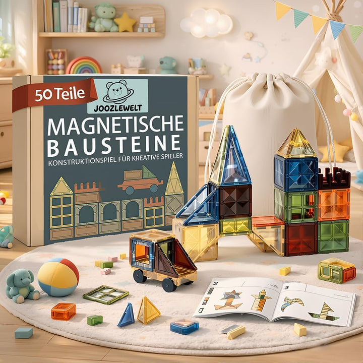 50 Teile Magnetbausteine mit Facettenschliff | umweltfreundliche Verpackung | Magnetspielzeug mit 1