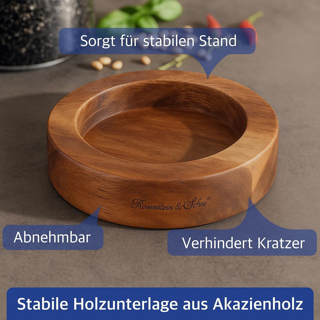Rosenstein & Söhne Mörser Küche: Set mit Mörser und Stössel aus Granit und Holz, 14 cm (Gewürz-Zerkl