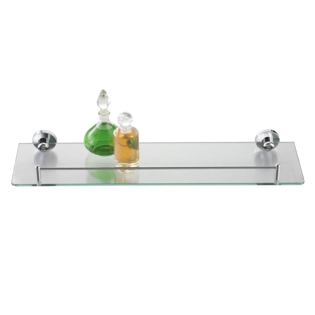 axentia Wandablage aus Glas mit verchromter Fassung als Badregal - Wandregal Bad & WC - Badablage fü