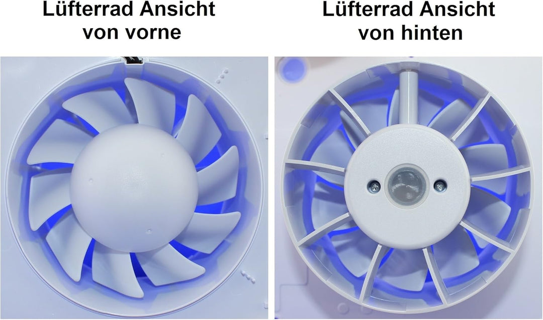 Badventilator mit Jalousie/Lamellen und Timer/Nachlauf Badlüfter Lüfter Ventilator weiss Front Ø 100