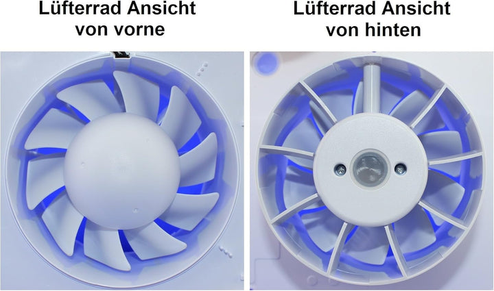 Badventilator mit Jalousie/Lamellen und Timer/Nachlauf Badlüfter Lüfter Ventilator weiss Front Ø 100