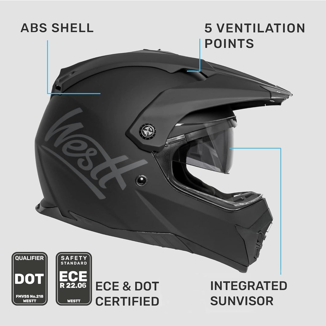 Westt Motocross Helm Fullface MTB Motorradhelm Integralhelm Crosshelm Helm Motorrad MTB Enduro Quad