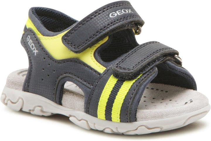 Geox Baby-Jungen B FLAFFEE Boy Sandal, Navy/Fluo Yellow, 20 EU