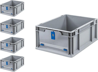 SparSet 5x Eurobox NextGen Insight Cover | HxBxT 17x30x40 | 16 Liter | Niedrig/Blau | Eurobehälter,