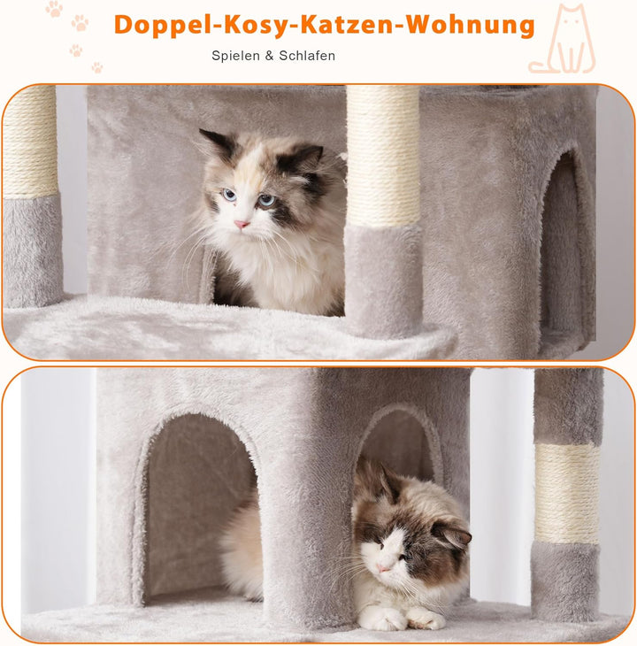 Heybly Kratzbaum, 178 cm Hoch, kratzsäule für Indoor Katzen, Mehrstöckiger Katzenkratzbaum mit 8 Kra
