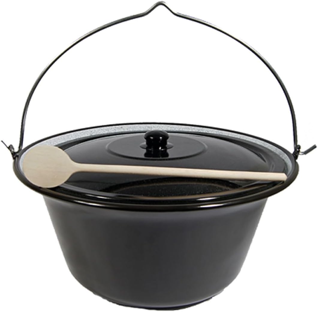 troph-e-shop Set Gulaschkessel Gulaschtopf 22 Liter Emaille + Deckel + Gratis Kochlöffel