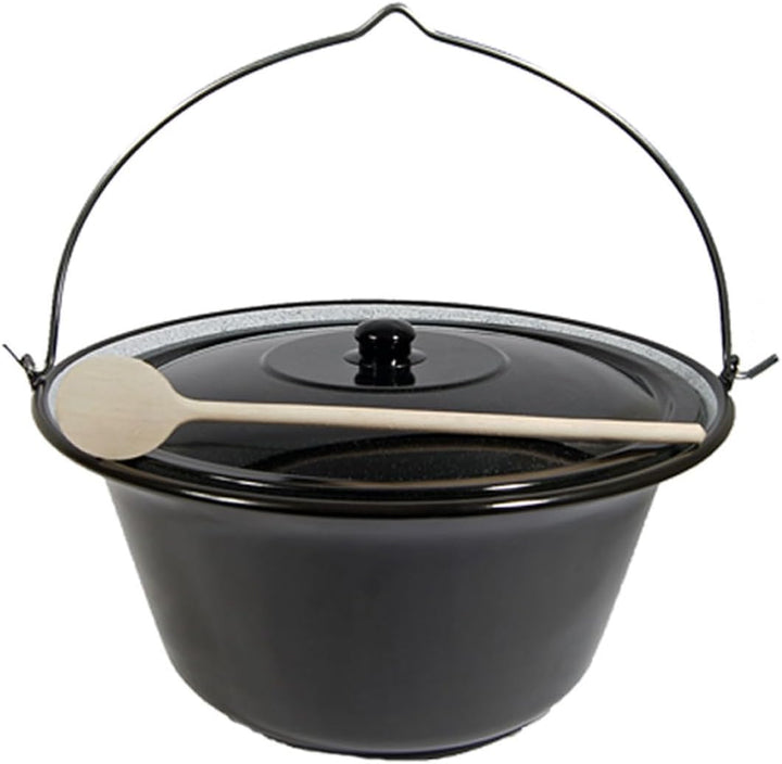 troph-e-shop Set Gulaschkessel Gulaschtopf 22 Liter Emaille + Deckel + Gratis Kochlöffel