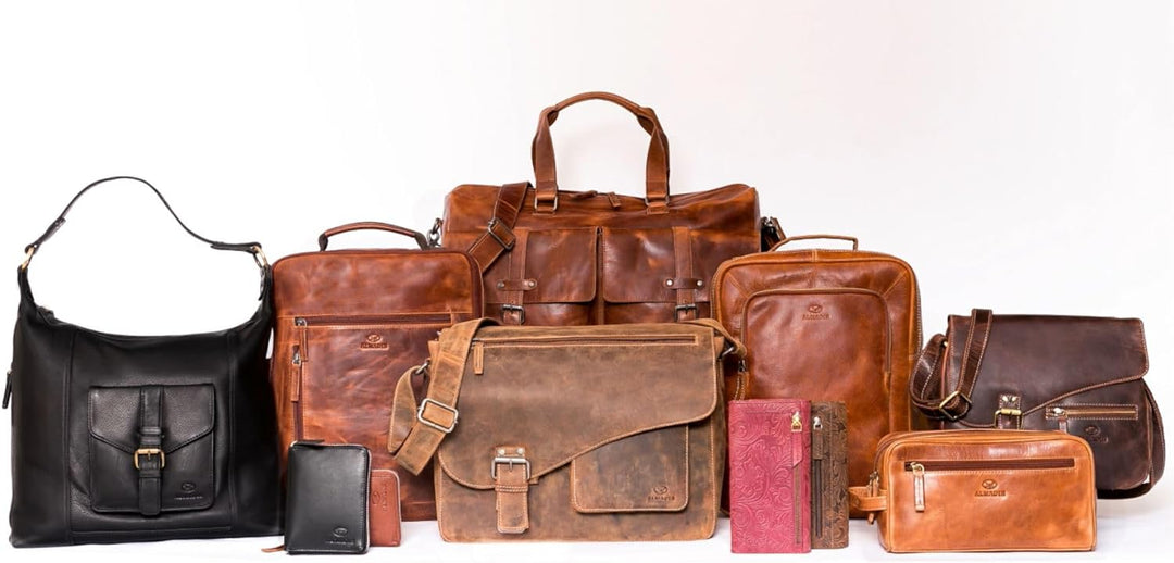 ALMADIH Premium Leder Damentasche Umhängetasche Abby - praktische Ledertasche Handtasche Schultertas