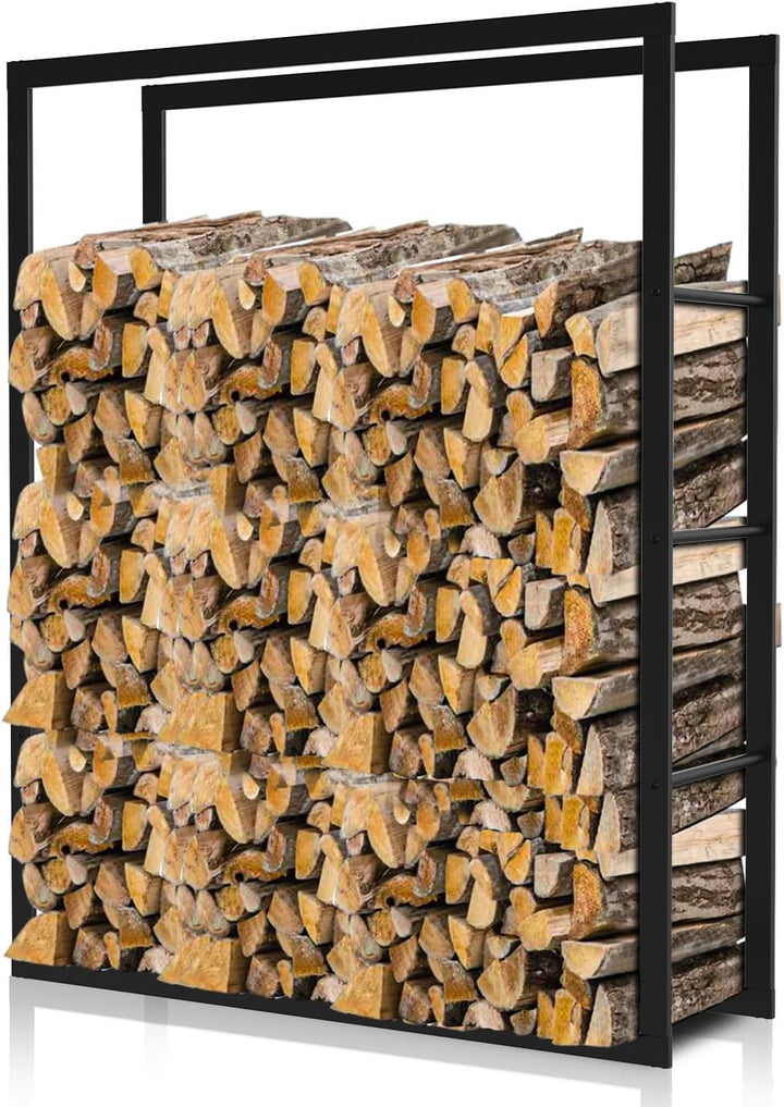 Ikodm kaminholzregal Innen und Aussen, Metall Brennholzregal aussen 80 x 25 x 100CM, Holzstapelhilfe