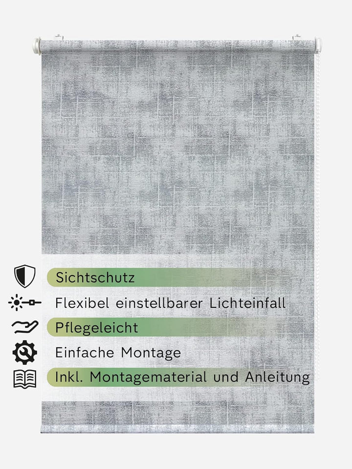 Rikmani Tageslichtrollo AVI Fensterrollo verdunkelnd, Rollo, Klemmfix, Anschraubbar, Verdunkelungsro