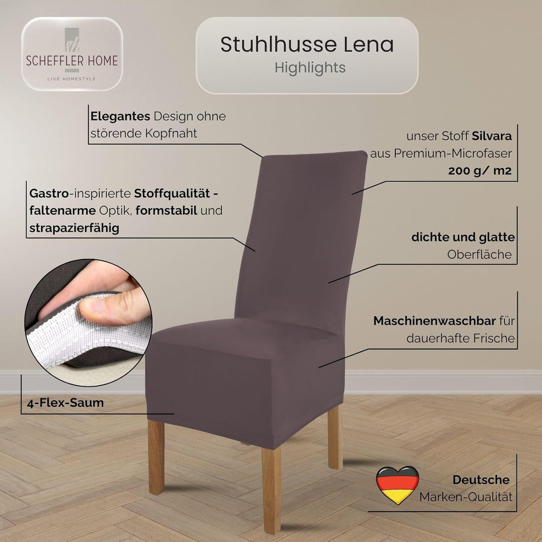 SCHEFFLER-Home Stuhlhussen 6er Set Lena Shark-Hai/elastische und langlebige Hussen für Stühle/Robust