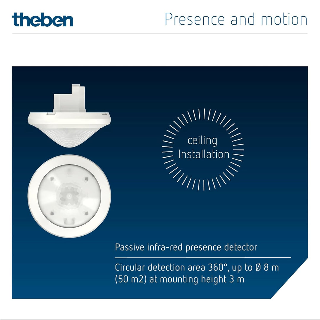 Theben 2080520 theRonda S360-100 UP WH – Präsenzmelder Passiv-Infrarot – PIR – 360°, THERONDA S360-1