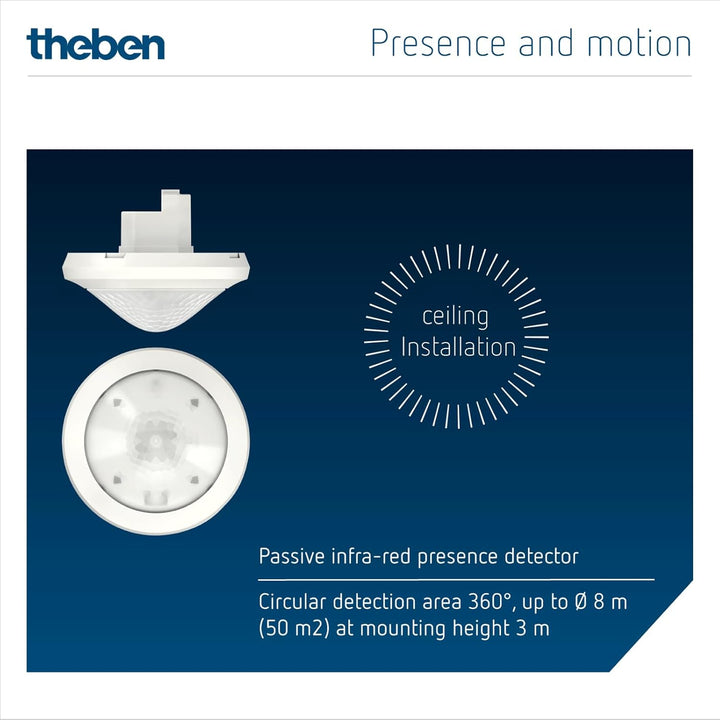 Theben 2080520 theRonda S360-100 UP WH – Präsenzmelder Passiv-Infrarot – PIR – 360°, THERONDA S360-1