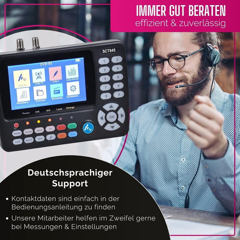 Summit SCT 845 Satelliten Messgerät I Sat Finder für DVB-S/S2, DVB-T/T2 & DVB-C I Digitales Messgerä