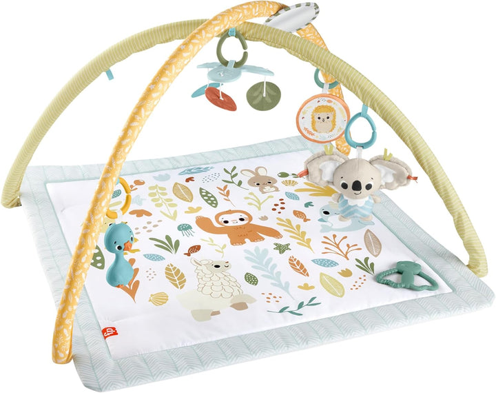Fisher-Price Simply Senses Spieldecke für Babys, Erlebnisdecke für Neugeborene, mit Mobile und senso