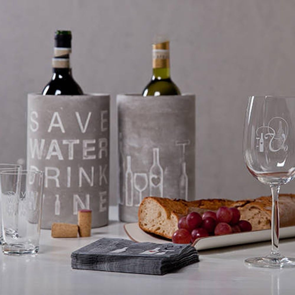 Räder Vino Beton Weinkühler Flasche + Glas
