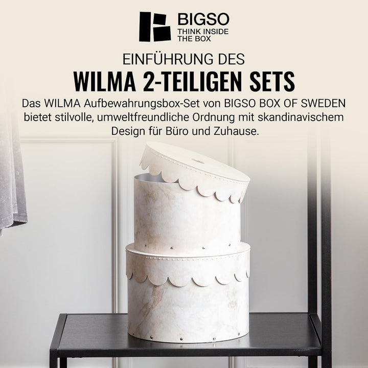 BIGSO WILMA 2er-Set runde Aufbewahrungsbox mit Deckel – Ordnungsbox mit Deckel für Kleidung, Spielze