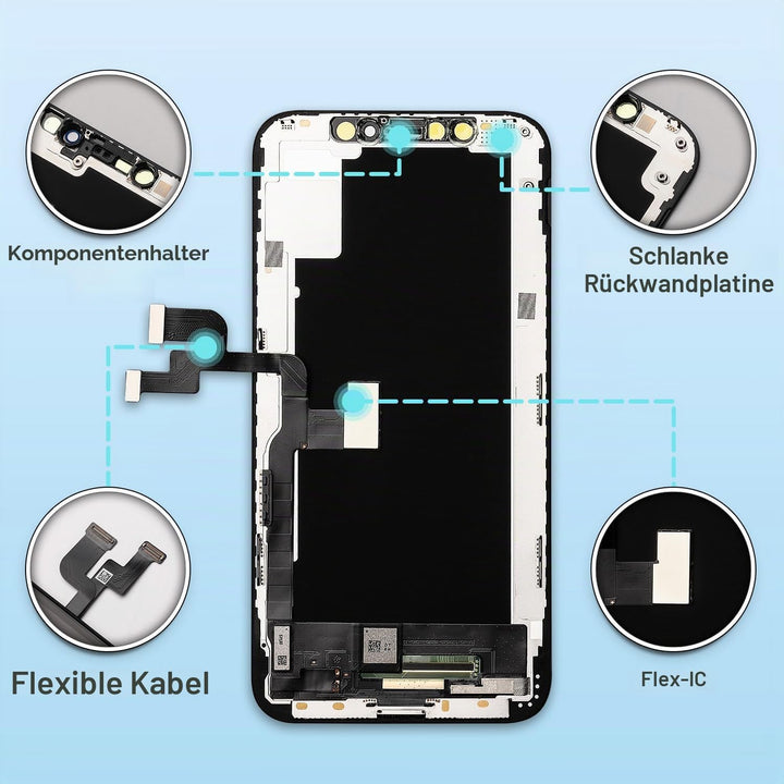 Display für iPhone Xs, 5,8" FHD LCD Ersatz Bildschirm Touchscreen Digitizer | Klare Bildqualität, pr