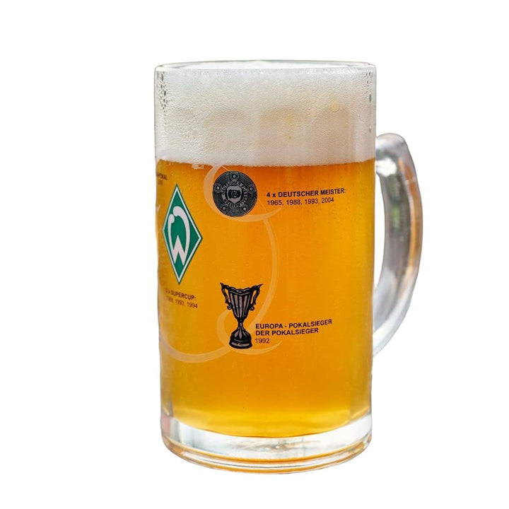 SV Werder Bremen Bierseidel - Erfolge - 0,5 l Glas Krug Bierglas - plus Lesezeichen I love Bremen