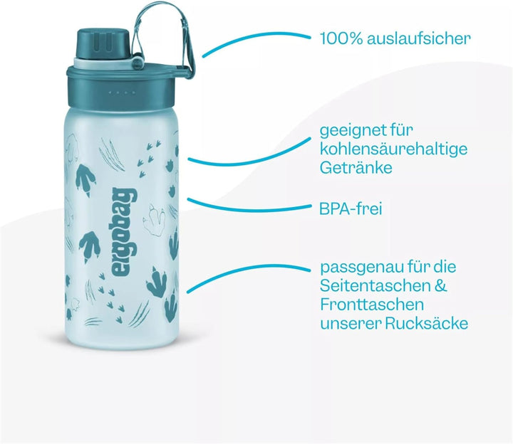 ergobag Trinkflasche BPA-frei 550 ml, auslaufsicher und Kohlensäure geeignet, spülmaschinengeeignet,