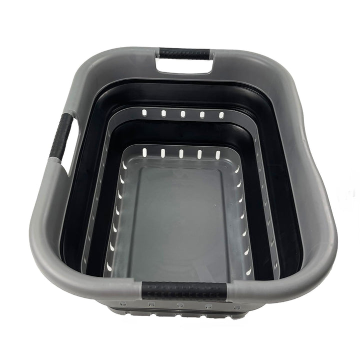 SAMMART 41L Collapsible 3 Handled Plastic Laundry Basket - Foldable Pop Up Storage Basket/Organizer