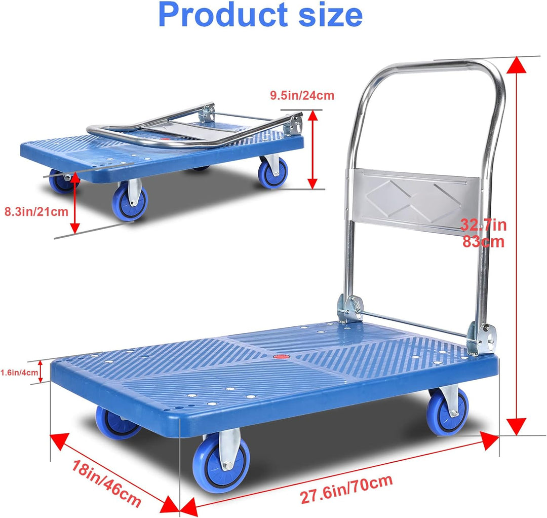Klappbar Plattformwagen bis 150 kg, Faltbarer Plattform-Trolley, Sackkarre, 150 kg Tragkraft, 83 x 7