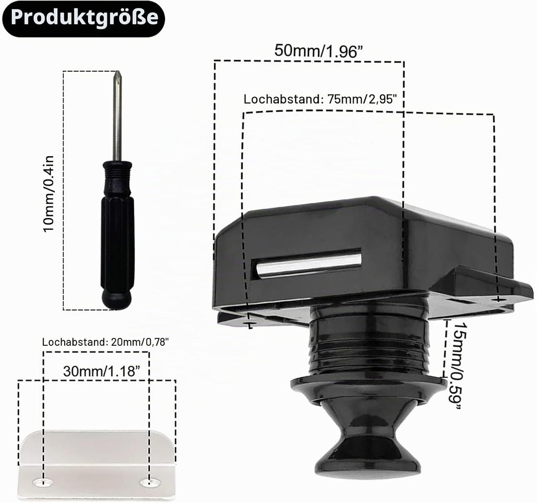 5 Stück Wohnmobil Schlösser, Metall Push Button Catch Door Lock Möbelschloss Schrank Schloss Cabinet