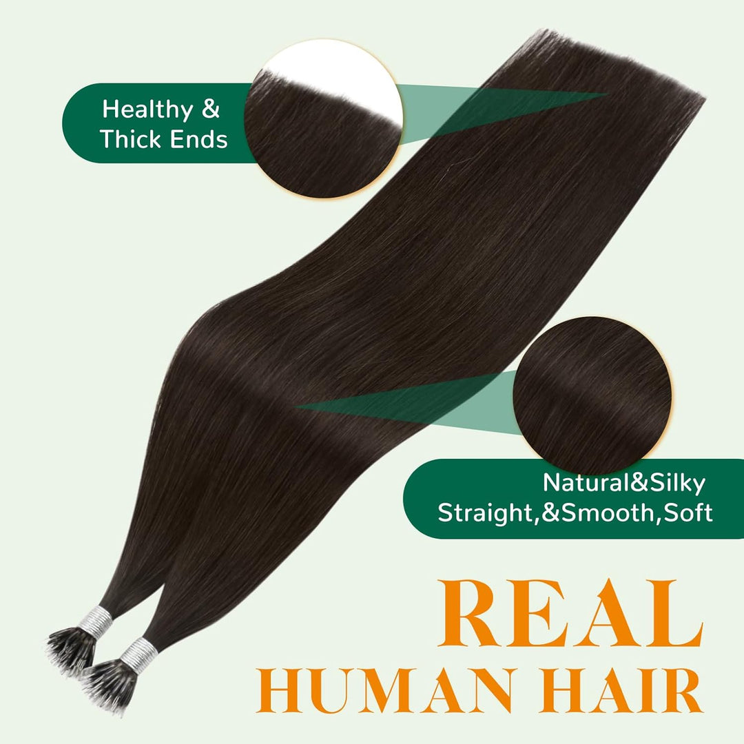 Easyouth Nano Keratin Echtes Menschliches Haar 20 Zoll 50 Stück 50g Farbe Dunkelstes Braun Individue