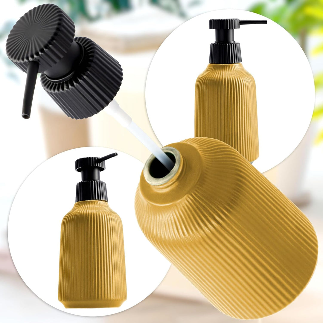 KADAX Badezimmer Zubehör Set, Modernes Badzubehör, Badaccessoires aus Keramik, Bad Accessoires (Gelb