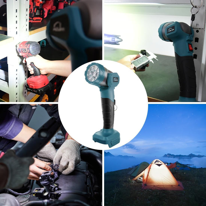 LED Taschenlampe Kompatibel mit Makita 18V 30W Tragbarer Arbeitsleuchte mit Typ C und USB Aufladung