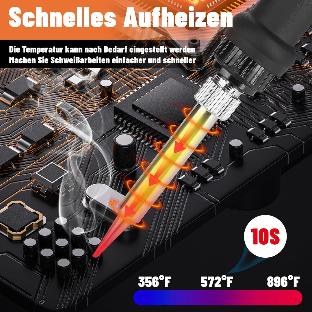 Kabelloser Lötkolben Set kompatibel mit Worx 20V Akku, Tragbarer Lötkolben mit USB und Typ-C, Einste