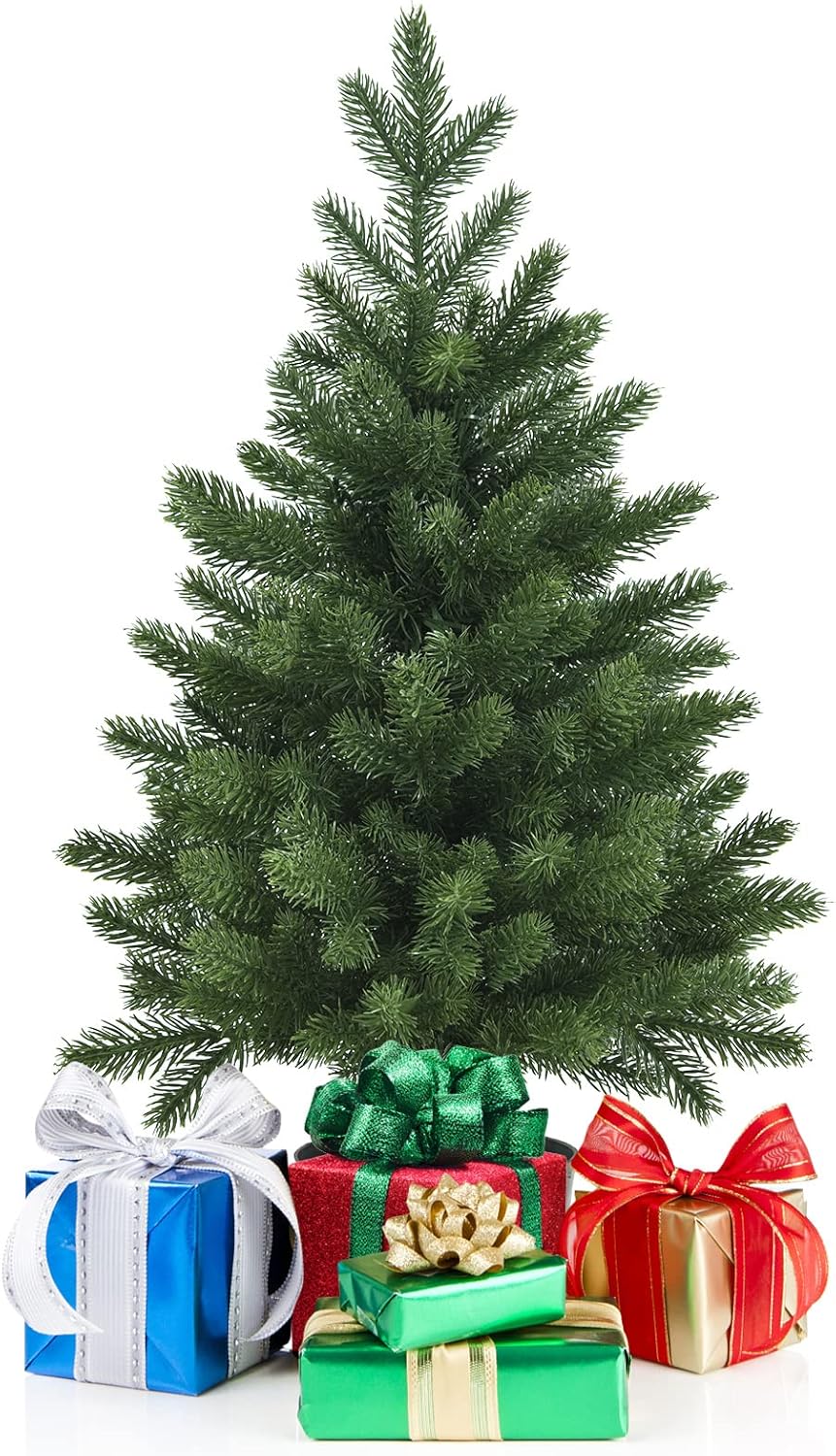 KOMFOTTEU Mini Weihnachtsbaum, 60cm Tisch Weihnachtsbaum, Christbaum mit dicken Ästen aus PE, künstl