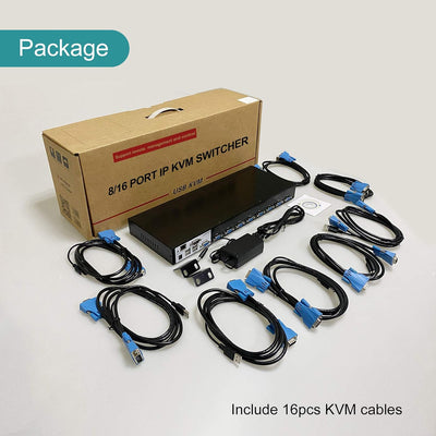 MT-VIKI 4K60HZ IP KVM Switch Remote VGA 16 Port 1U Rackmount KVM VGA Switch Over IP 16 Port Remote U