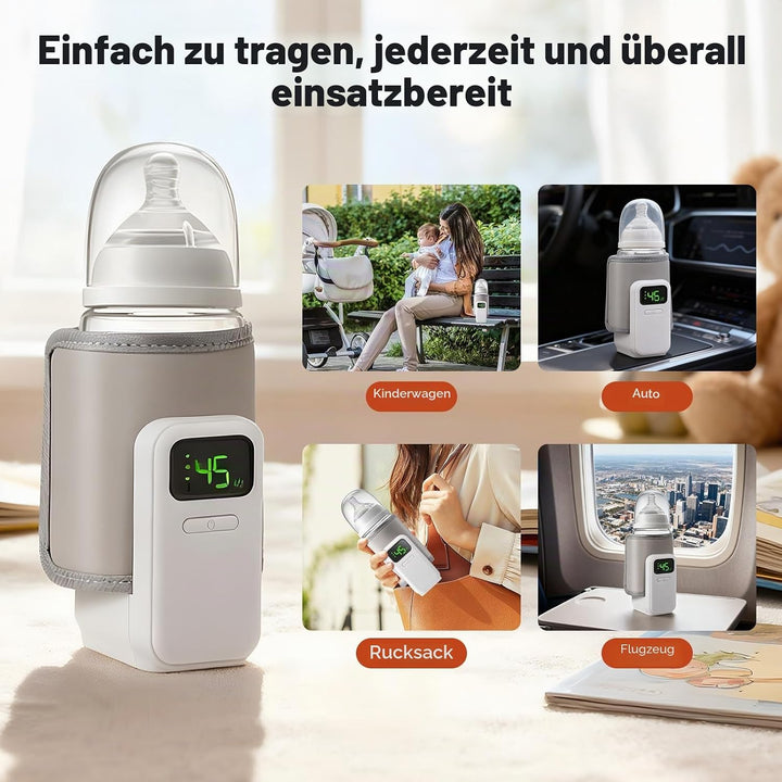 FlaschenwäRmer Baby Unterwegs,Tragbarer FlaschenwäRmer Baby Mit Lcd-Display,Mobiler FlaschenwäRmer B