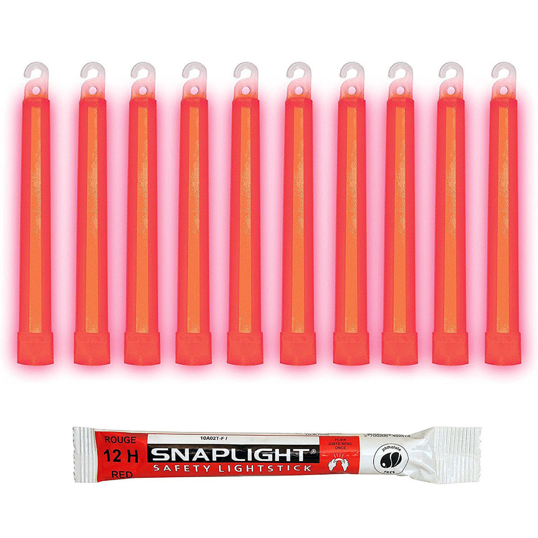 Cyalume SnapLight Knicklichter in Rot (100-er Pack) - 15 cm Glow Sticks mit Haken am Ende - ultra he