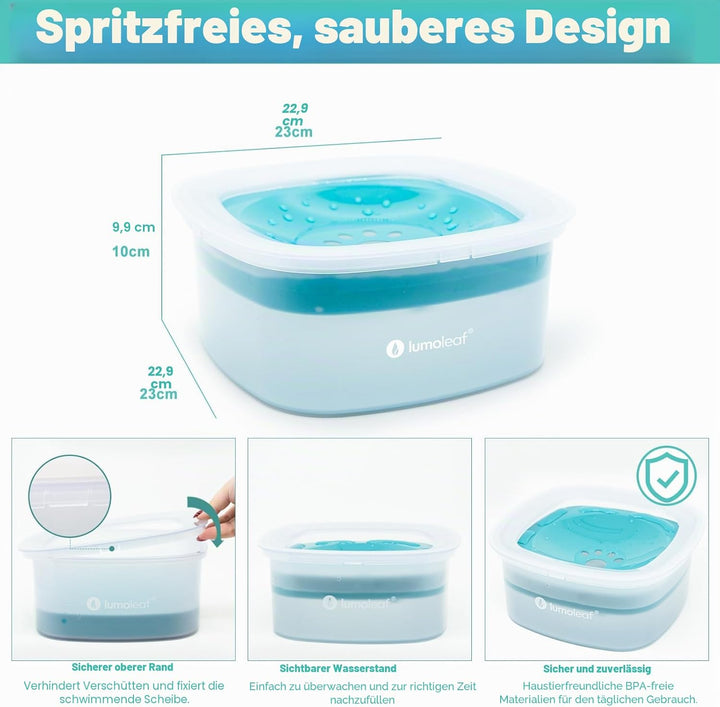 LumoLeaf Wassernapf für Hunde, kein Verschütten, langsamer Futterspender, hält Maul trocken, tropffr