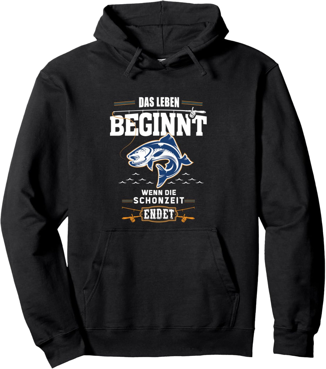 Angler Schonzeit Fischer Angelrute Angeln Geschenk Pullover Hoodie