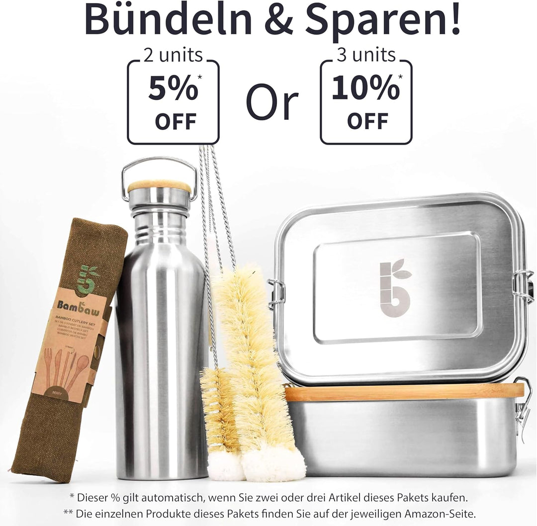 Bambaw Trinkflasche 500ml Edelstahl | Langlebige Wasserflasche 500 ml| Wiederverwendbare öko Wasserf