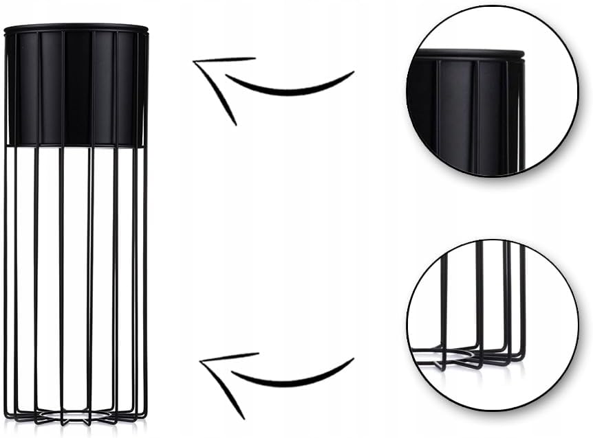 HowHomely Blumensäule aus Draht mit Übertopf Metall rund schwarz 55x20x20 cm