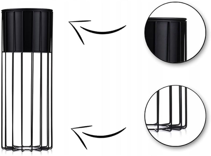 HowHomely Blumensäule aus Draht mit Übertopf Metall rund schwarz 55x20x20 cm